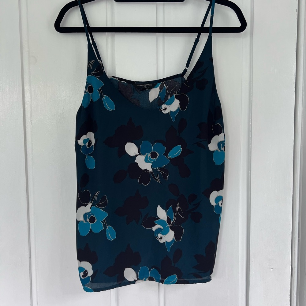 Dark blue floral shell tank top